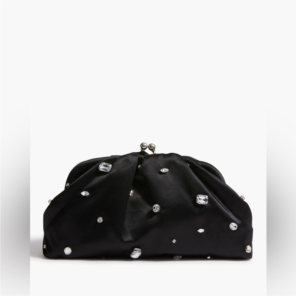 NWT J Crew Satin rhinestone clutch missing 4 rhinestones